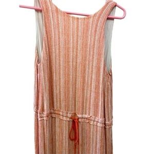 Honey punch orange and white maxi dress w front tassel tie